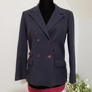 Import Image Vintage Double Breasted Longline Blue Career Blazer Suit‎ Jacket